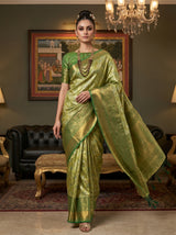 MIMOSA Olive Kanjivaram Art Silk Saree — pose 6 styling detail
