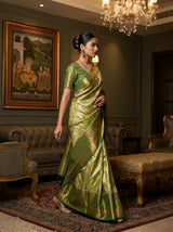 MIMOSA Olive Kanjivaram Art Silk Saree — pose 7 styling detail