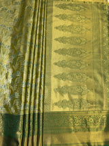 MIMOSA Olive Kanjivaram Art Silk Saree — pallu and zari work detail