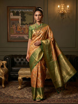 MIMOSA Orange Kanjivaram Art Silk Saree — pose 6 styling detail