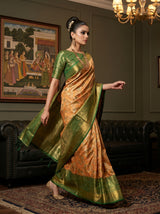 MIMOSA Orange Kanjivaram Art Silk Saree — pose 7 styling detail