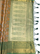 MIMOSA Orange Kanjivaram Art Silk Saree — pallu and zari work detail