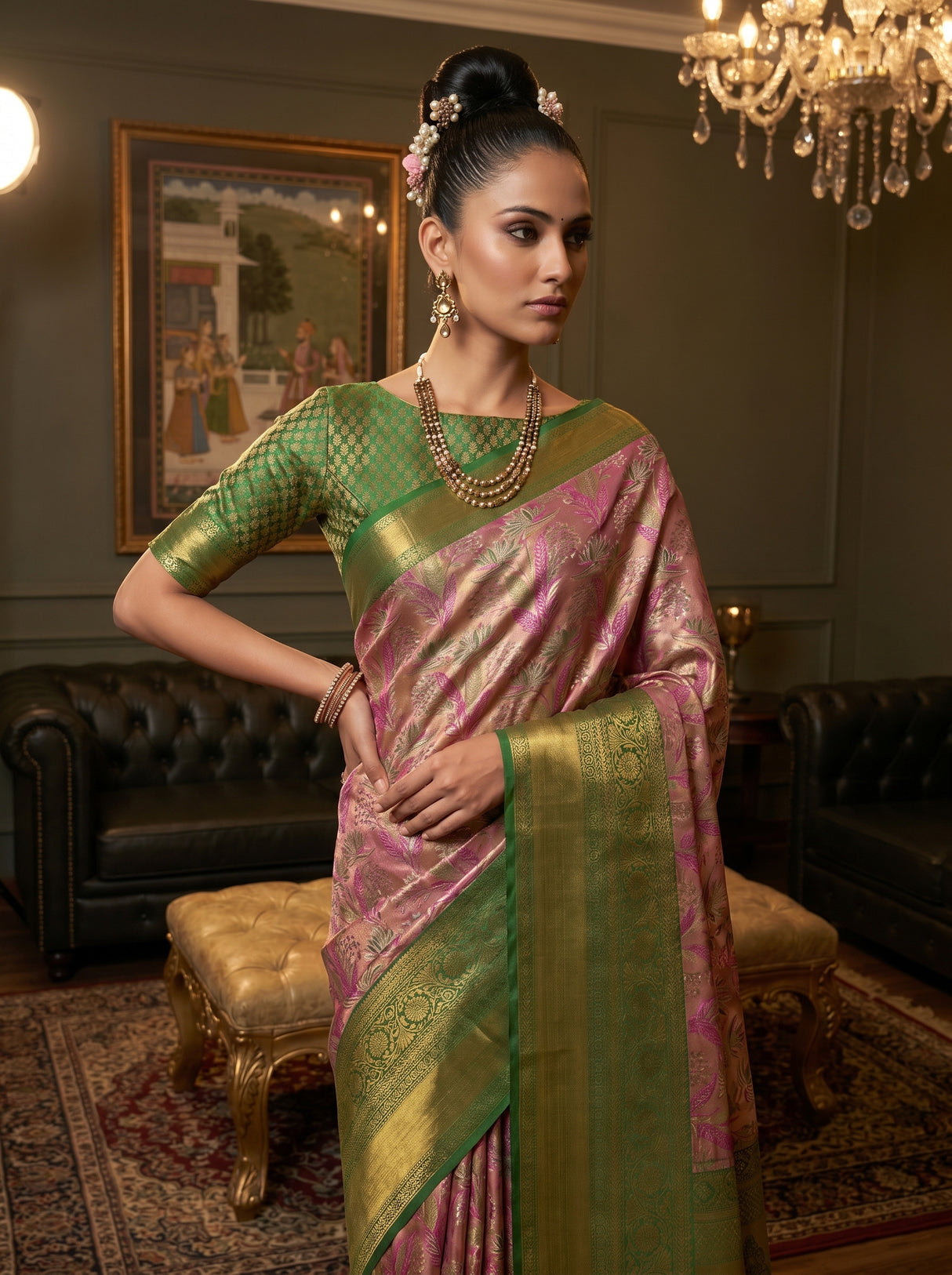 MIMOSA Rani Kanjivaram Art Silk Saree — pose 10 styling detail