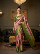 MIMOSA Rani Kanjivaram Art Silk Saree — Unstitched Blouse Fabric