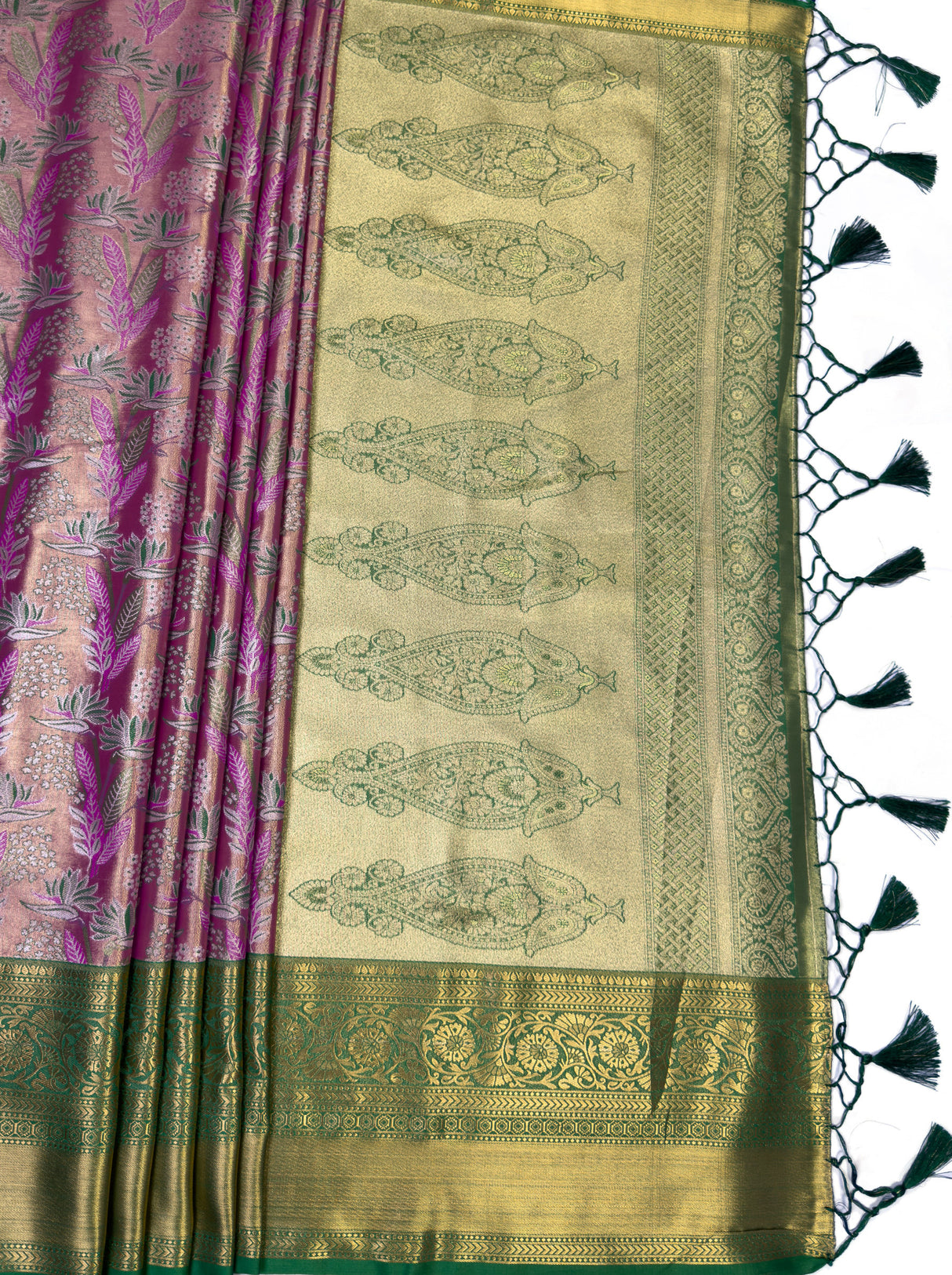 MIMOSA Rani Kanjivaram Art Silk Saree — pallu and zari work detail