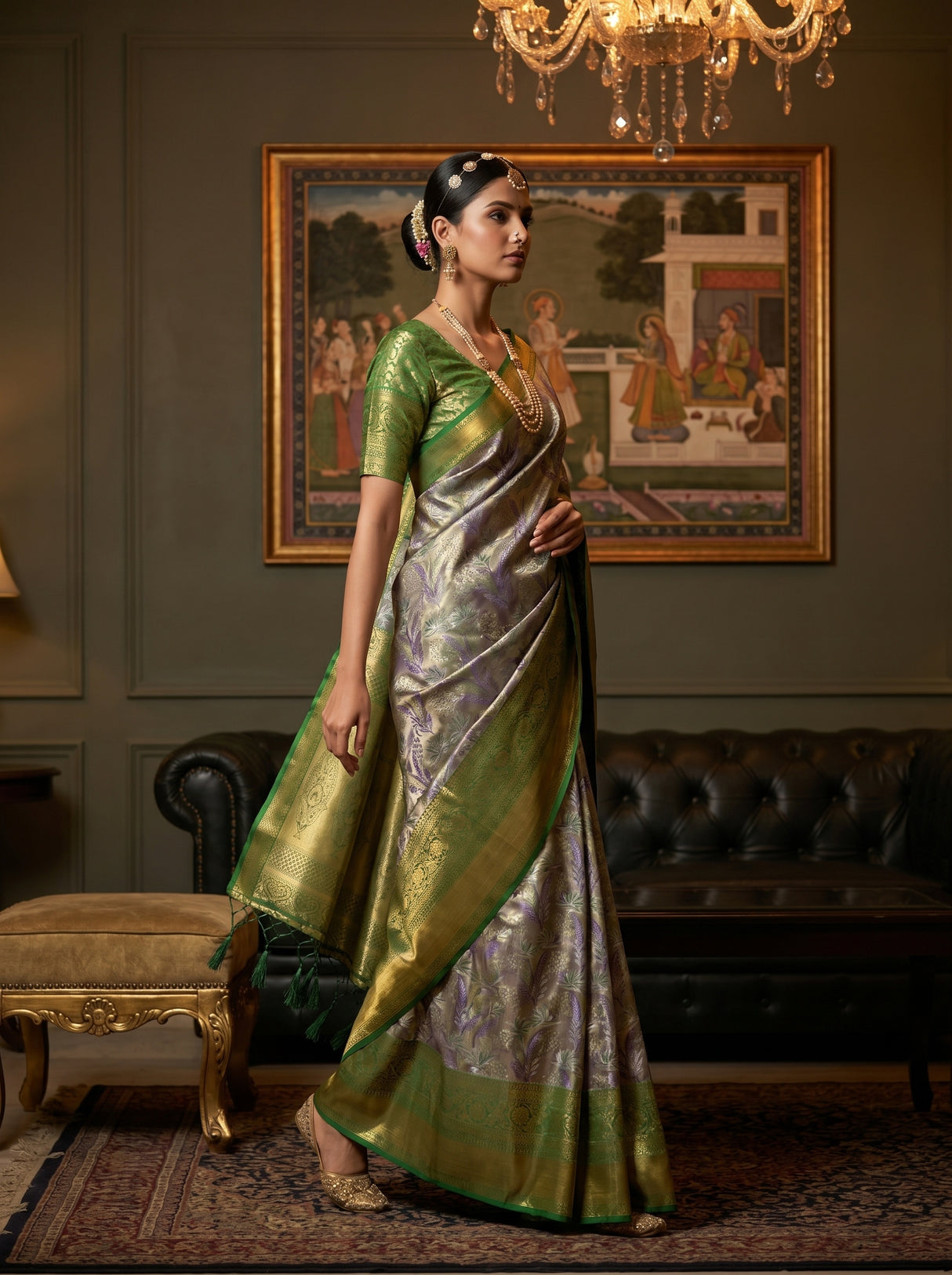 MIMOSA Violet Kanjivaram Art Silk Saree — pose 7 styling detail