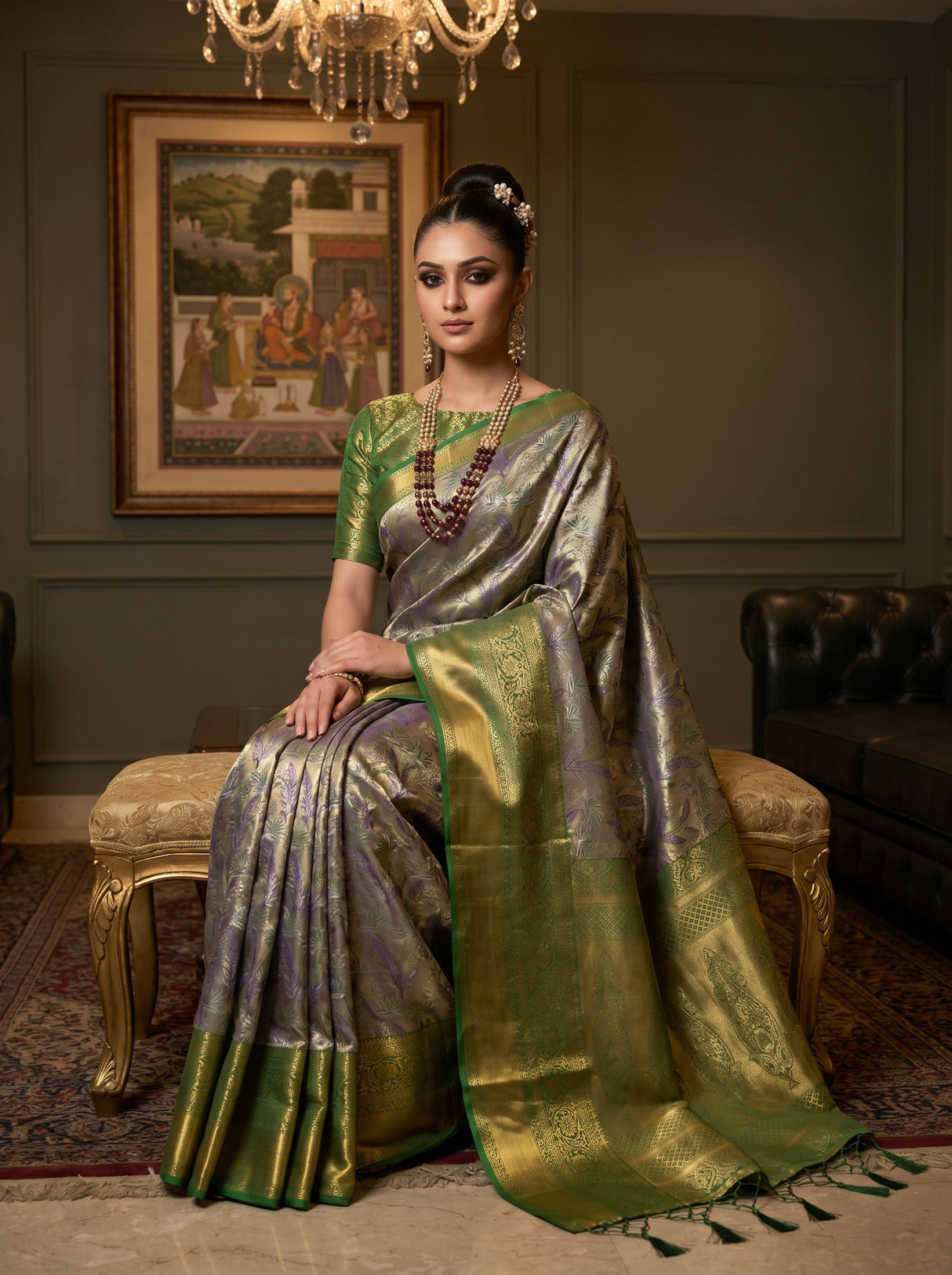 MIMOSA Violet Kanjivaram Art Silk Saree — pose 8 styling detail