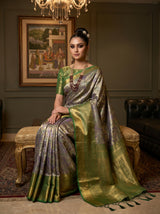 MIMOSA Violet Kanjivaram Art Silk Saree — pose 8 styling detail