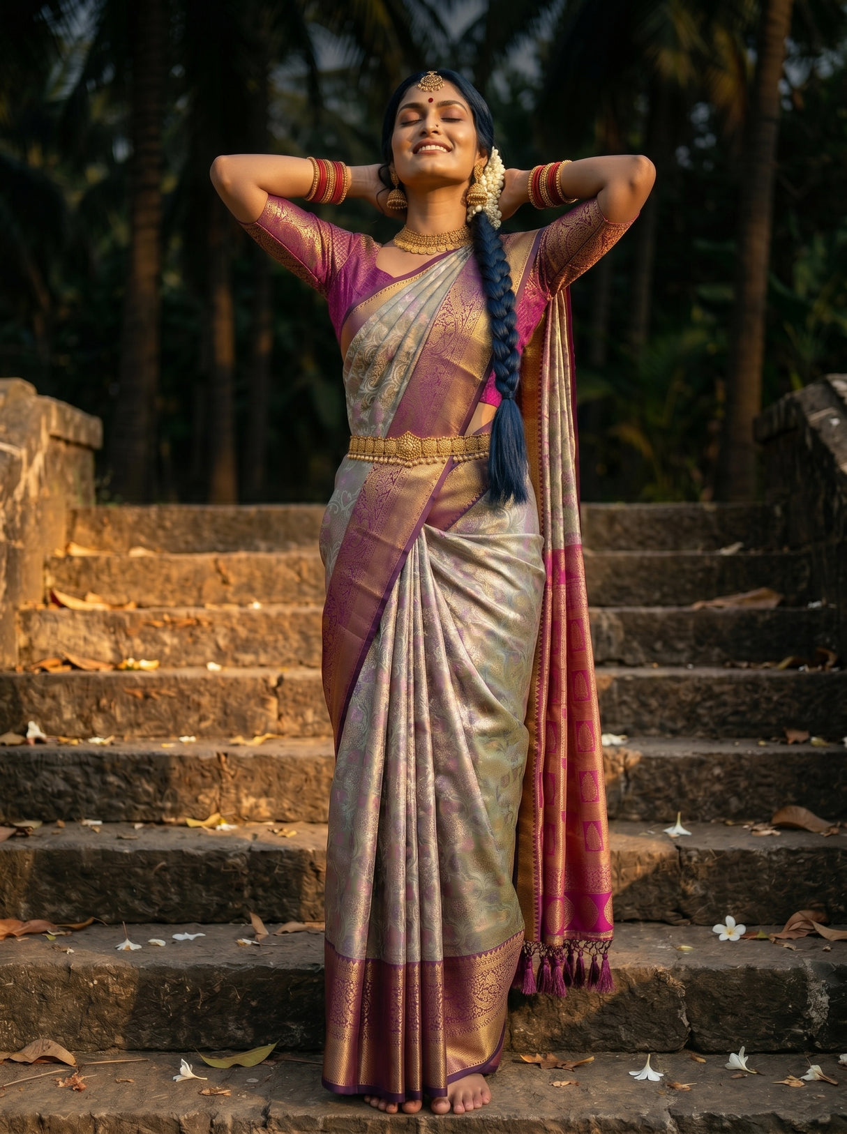 MIMOSA Lavender Saree Saree — pose 5 styling detail