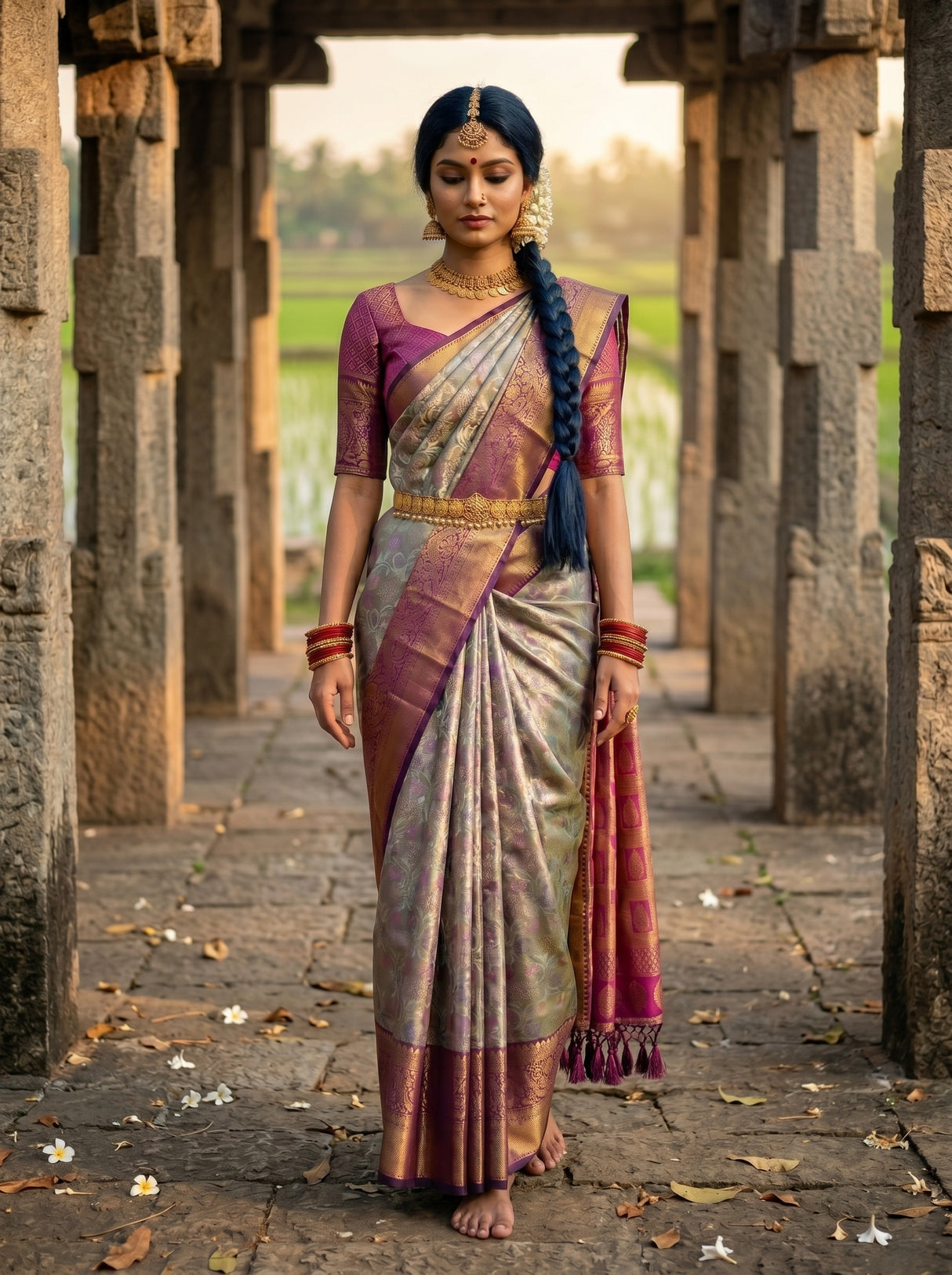 MIMOSA Lavender Saree Saree — pose 6 styling detail