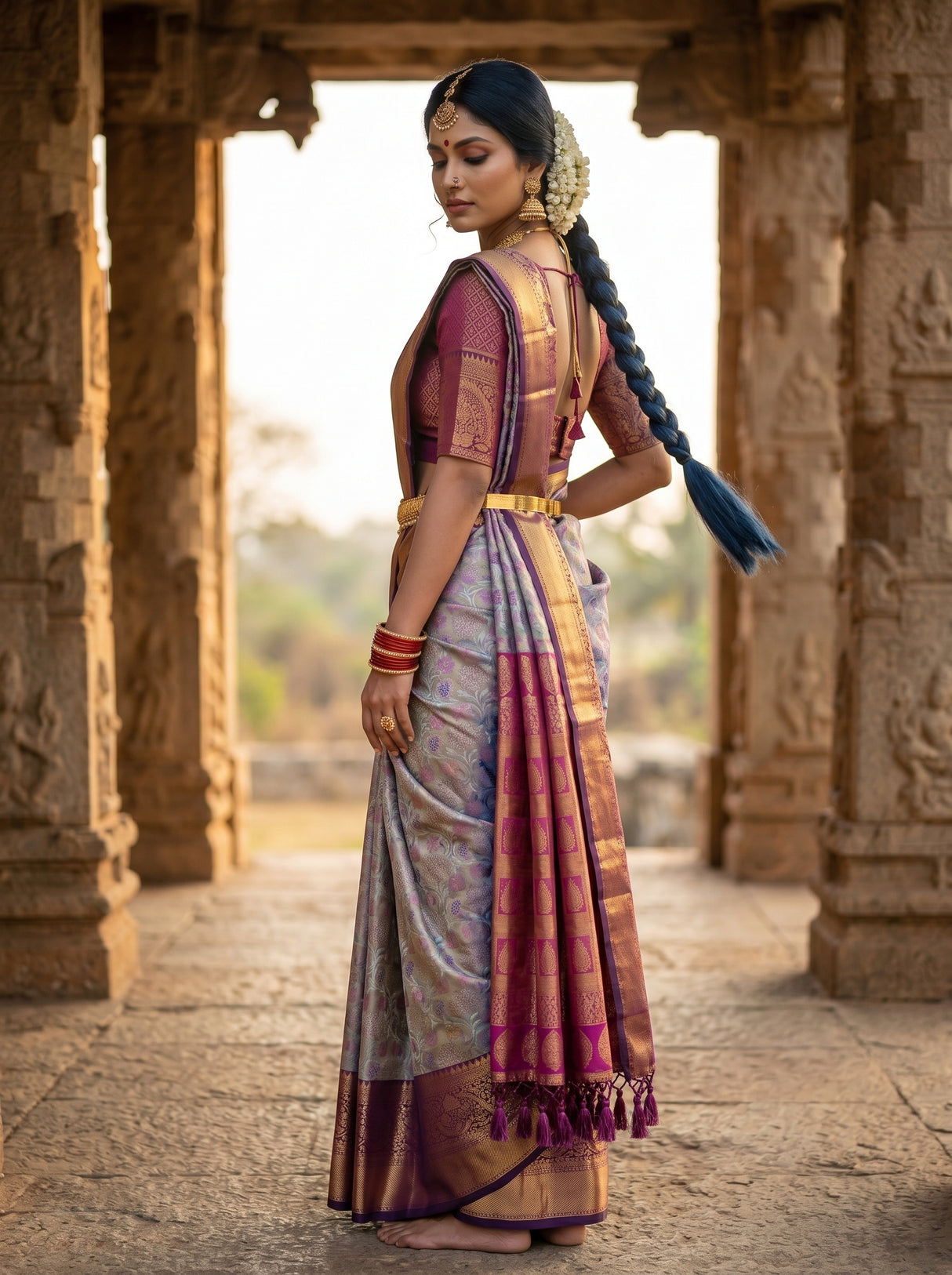 MIMOSA Lavender Saree Saree — pose 7 styling detail