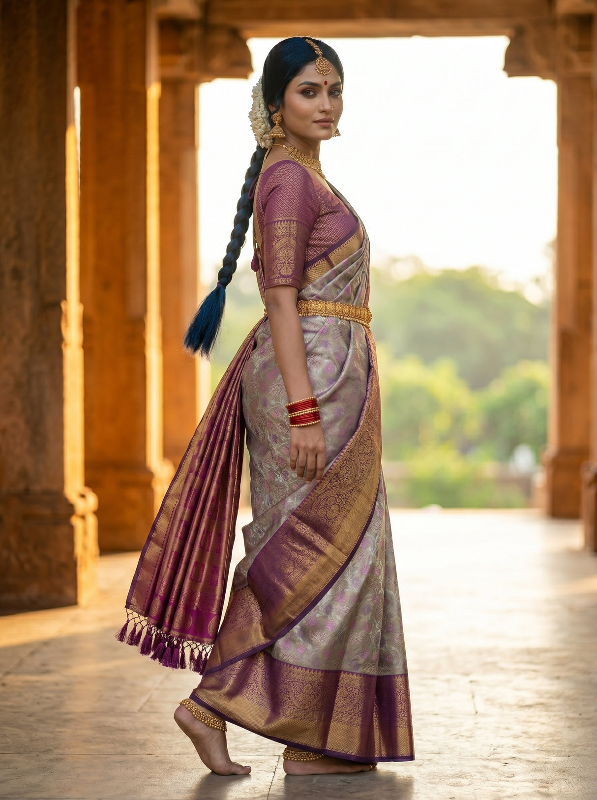 MIMOSA Lavender Saree Saree — pose 9 styling detail