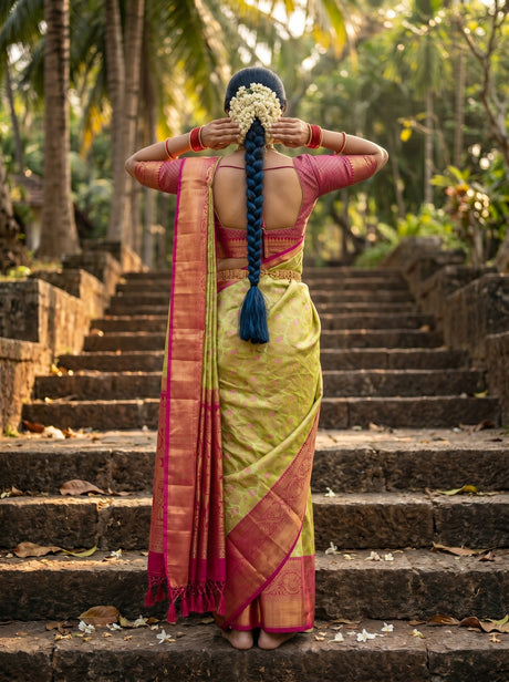 MIMOSA Olive Saree Saree — pose 2 styling detail