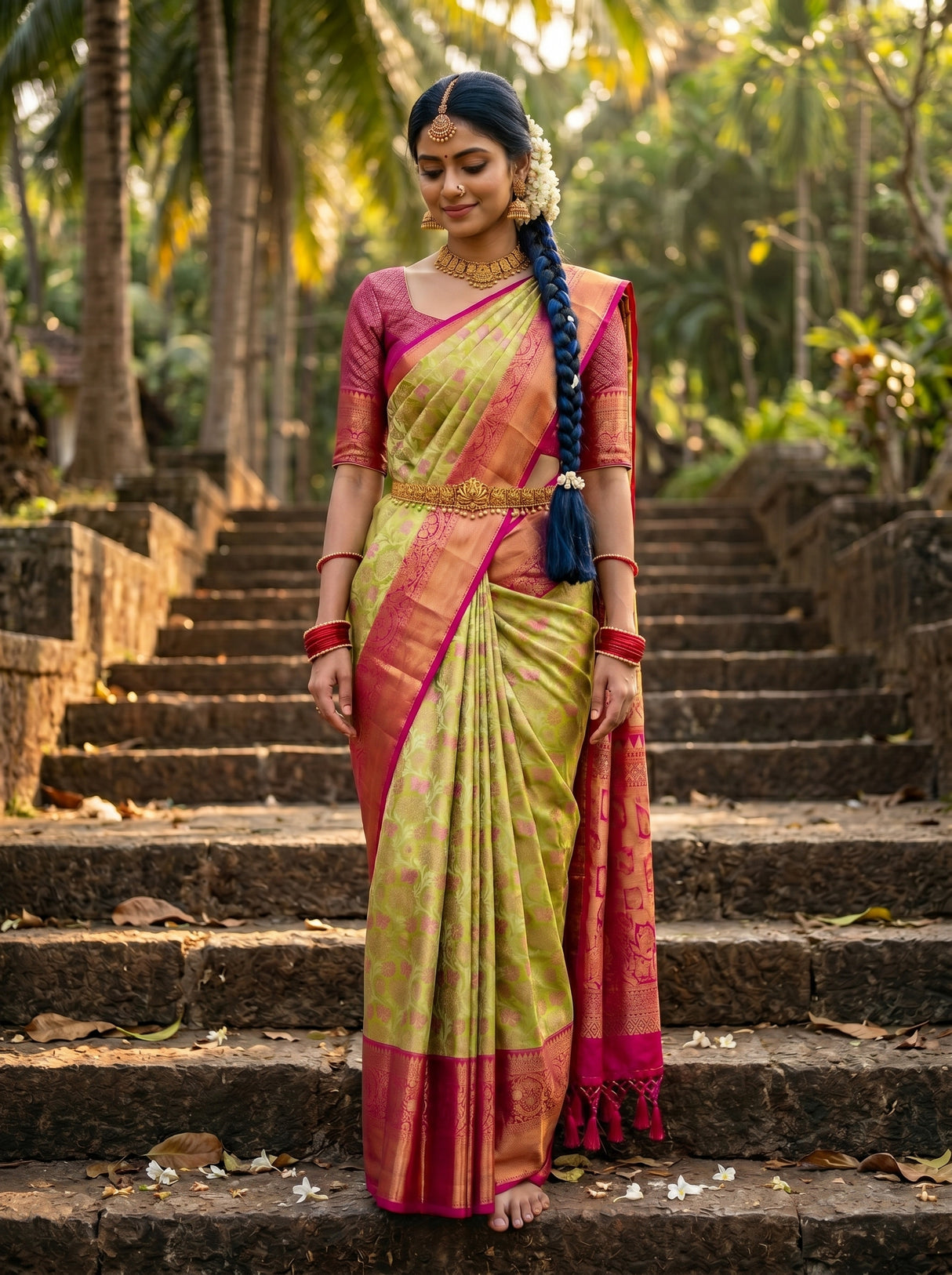 MIMOSA Olive Saree Saree — pose 6 styling detail