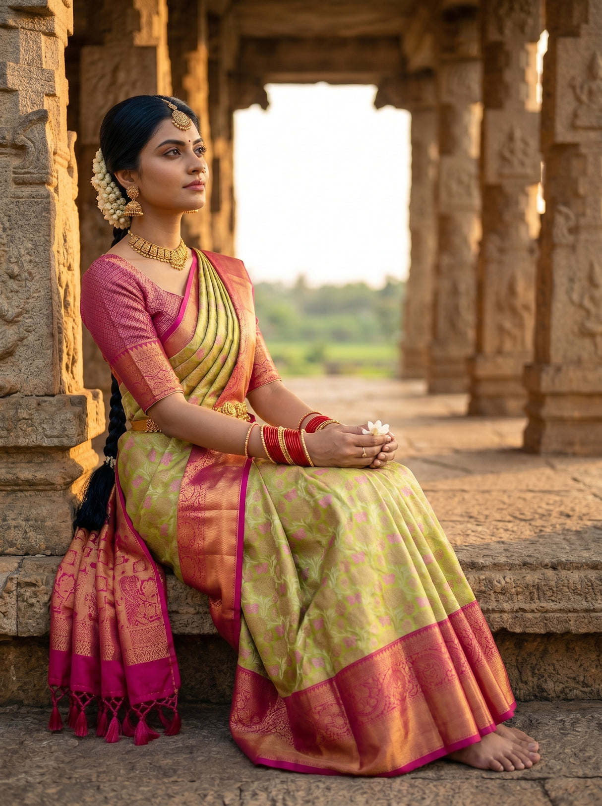 MIMOSA Olive Saree Saree — pose 8 styling detail