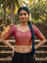 MIMOSA Olive Saree Saree — blouse close-up