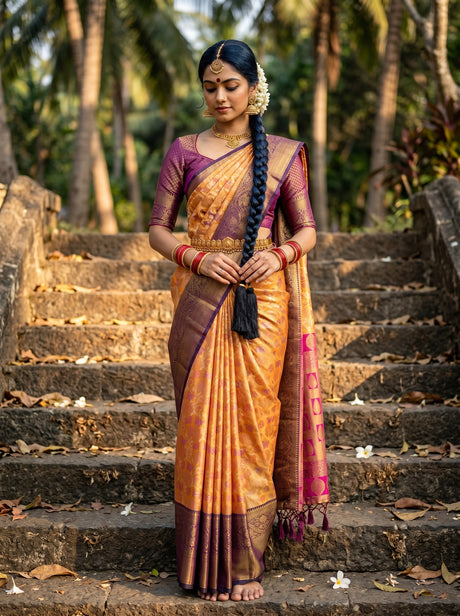 Orange  Saree