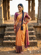 MIMOSA Orange Saree Saree — pose 4 styling detail
