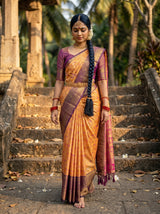 MIMOSA Orange Saree Saree — pose 6 styling detail