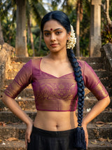 MIMOSA Orange Saree Saree — blouse close-up