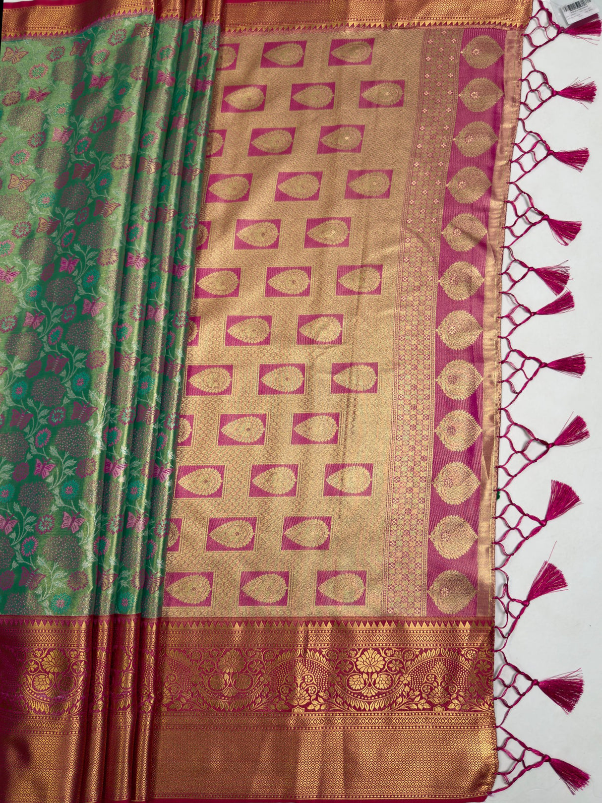 MIMOSA Rama Saree Saree — pallu and zari work detail
