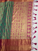 MIMOSA Rama Saree Saree — pallu and zari work detail