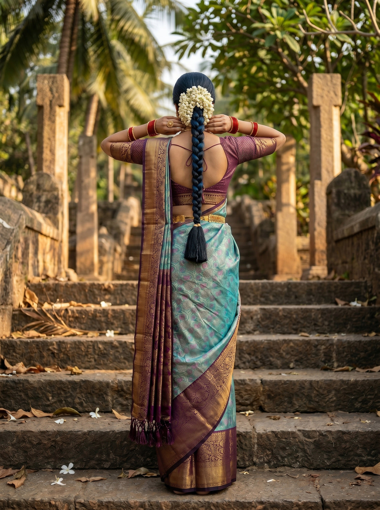 MIMOSA Sapphire Saree Saree — pose 2 styling detail