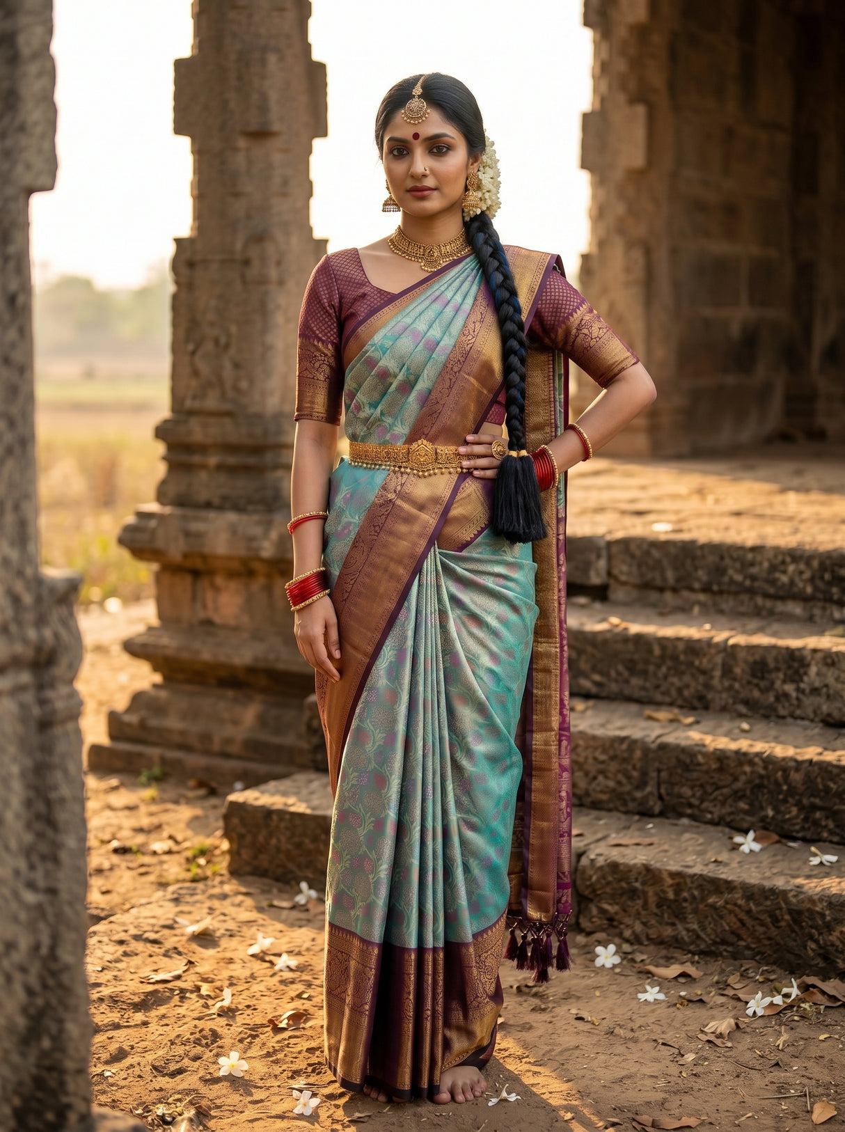 MIMOSA Sapphire Saree Saree — pose 4 styling detail