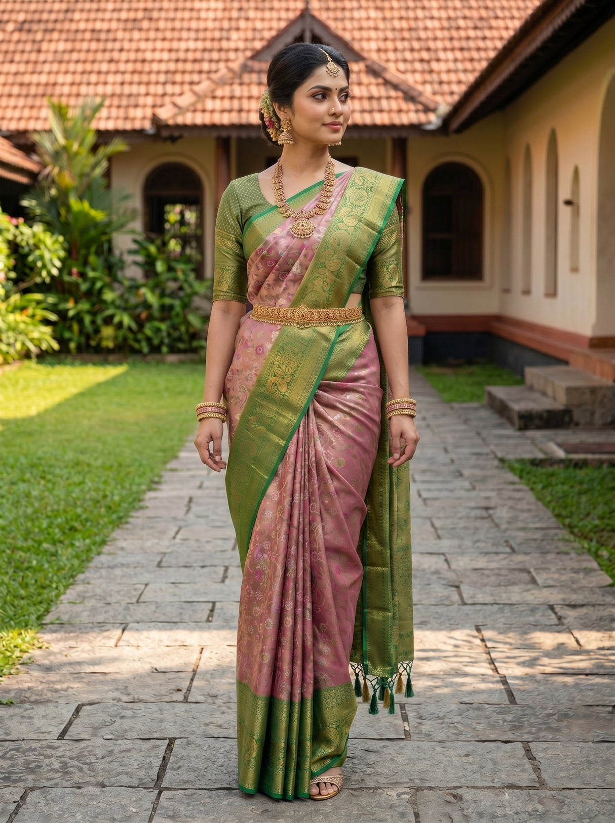 MIMOSA Gajari Kanjivaram Art Silk Saree — pose 7 styling detail