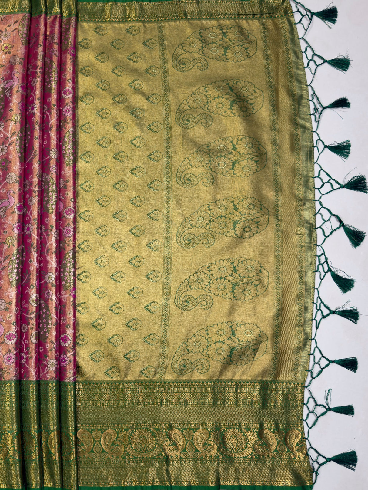 MIMOSA Gajari Kanjivaram Art Silk Saree — pallu and zari work detail