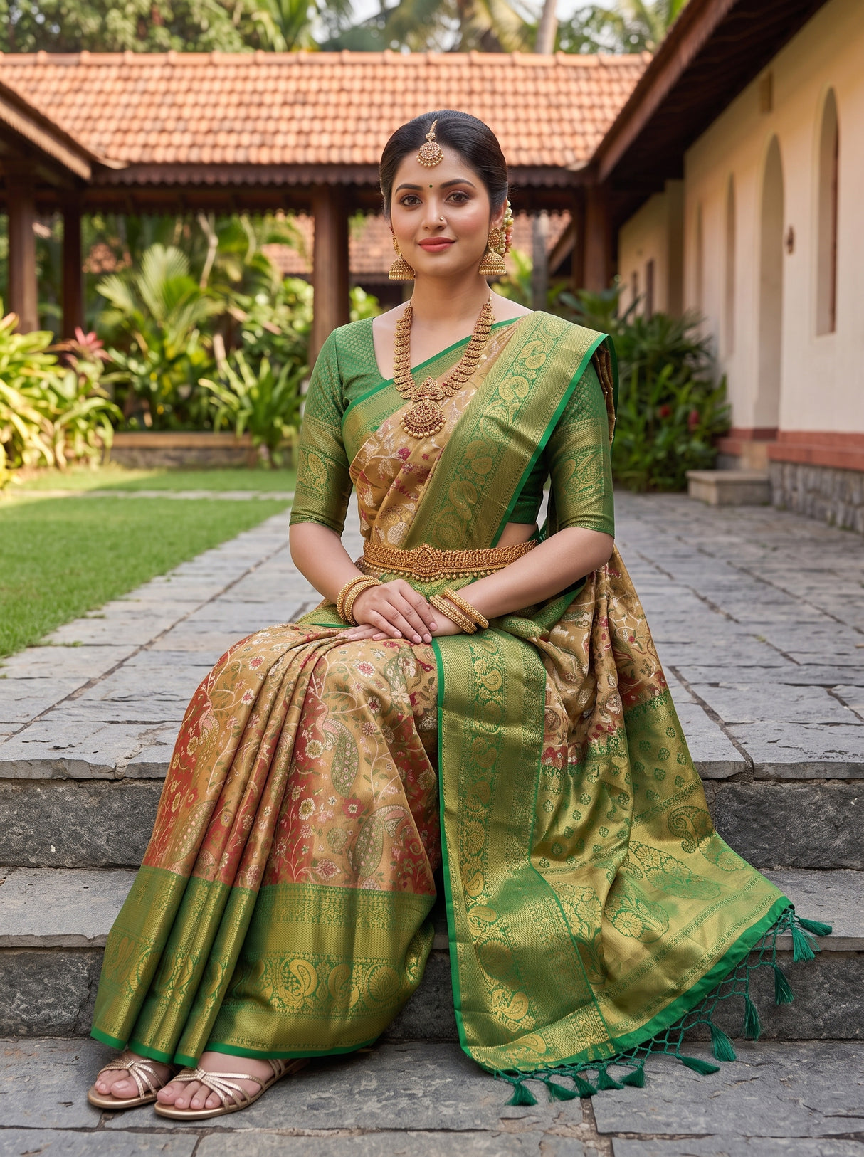 MIMOSA Maroon Kanjivaram Art Silk Saree — pose 8 styling detail