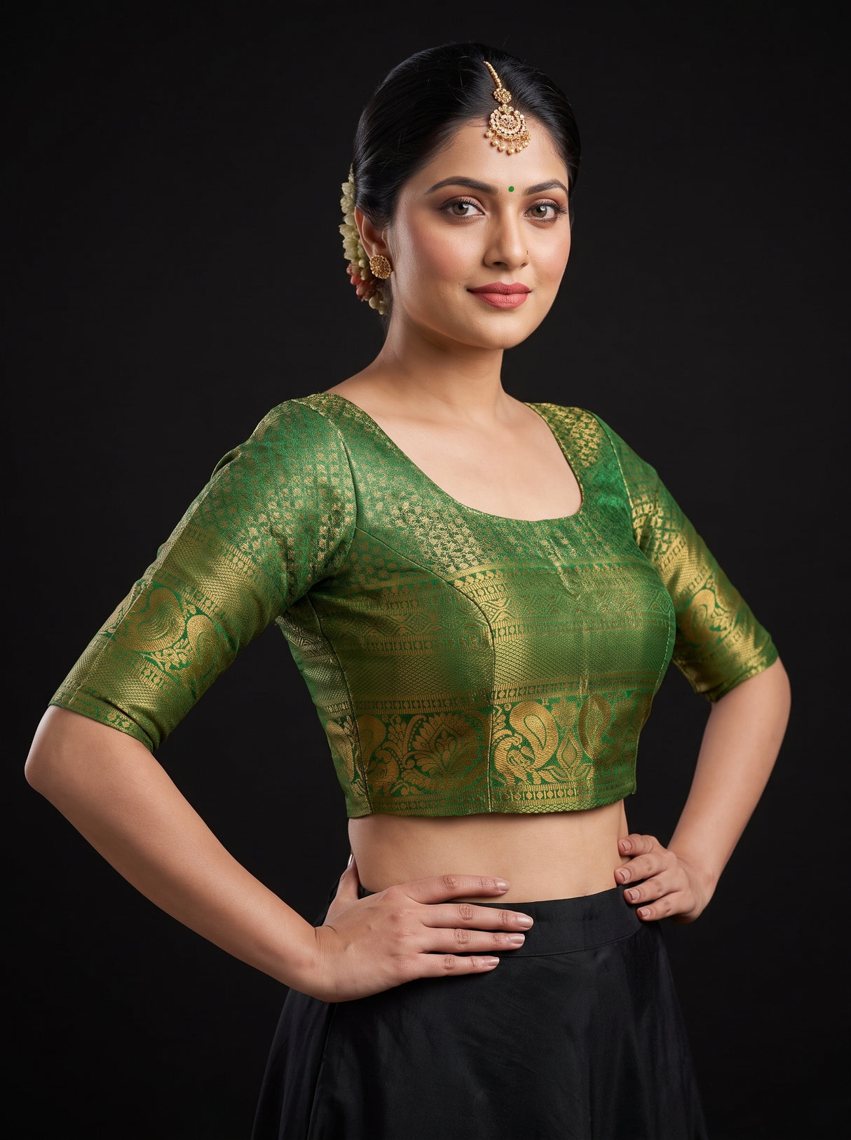 MIMOSA Maroon Kanjivaram Art Silk Saree — blouse close-up