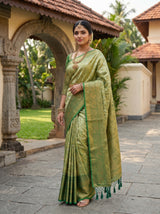 MIMOSA Olive Kanjivaram Art Silk Saree — pose 5 styling detail