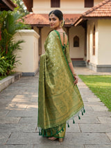 MIMOSA Olive Kanjivaram Art Silk Saree — pose 9 styling detail