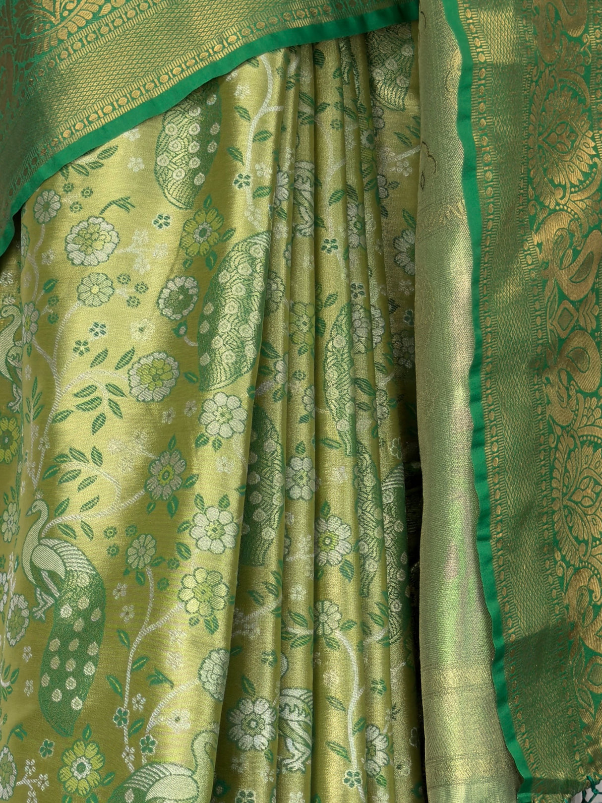 MIMOSA Olive Kanjivaram Art Silk Saree — fleets shot full lifestyle
