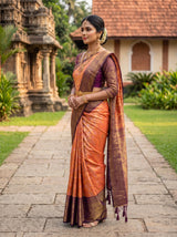 MIMOSA Orange Kanjivaram Art Silk Saree — pose 7 styling detail