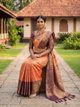 MIMOSA Orange Kanjivaram Art Silk Saree — pose 8 styling detail