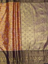 MIMOSA Orange Kanjivaram Art Silk Saree — pallu and zari work detail