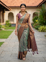 MIMOSA Sapphire Kanjivaram Art Silk Saree — pose 4 styling detail