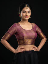 MIMOSA Sapphire Kanjivaram Art Silk Saree — blouse close-up