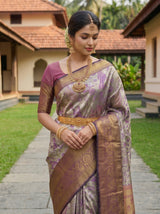 MIMOSA Violet Kanjivaram Art Silk Saree — pose 10 styling detail