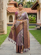 MIMOSA Violet Kanjivaram Art Silk Saree — pose 5 styling detail