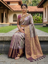 MIMOSA Violet Kanjivaram Art Silk Saree — pose 8 styling detail