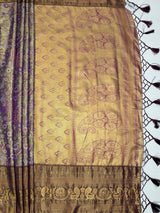 MIMOSA Violet Kanjivaram Art Silk Saree — pallu and zari work detail