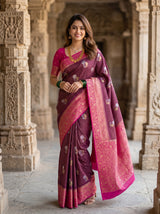 MIMOSA Maroon Mysore Silk crepe Saree — pose 5 styling detail