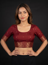 MIMOSA Olive Mysore Silk crepe Saree — blouse close-up