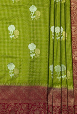 MIMOSA Olive Mysore Silk crepe Saree — fleets shot full lifestyle