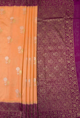 MIMOSA Peach Mysore Silk crepe Saree — pallu and zari work detail