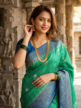 MIMOSA Rama Mysore Silk crepe Saree — pose 10 styling detail