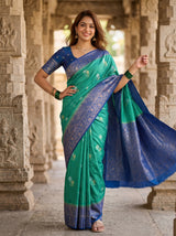 MIMOSA Rama Mysore Silk crepe Saree — pose 6 styling detail